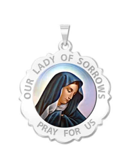 Our Lady of Sorrows Scalloped Round Medal "Color"