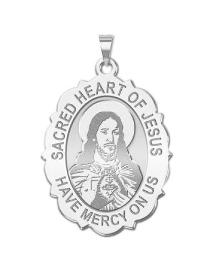 Sacred Heart of Jesus Scalloped Medal