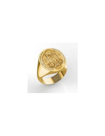 Mens 14K Yellow Gold Saint Christopher Ring 
