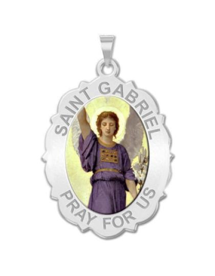 Saint Gabriel Scalloped Medal "Color"