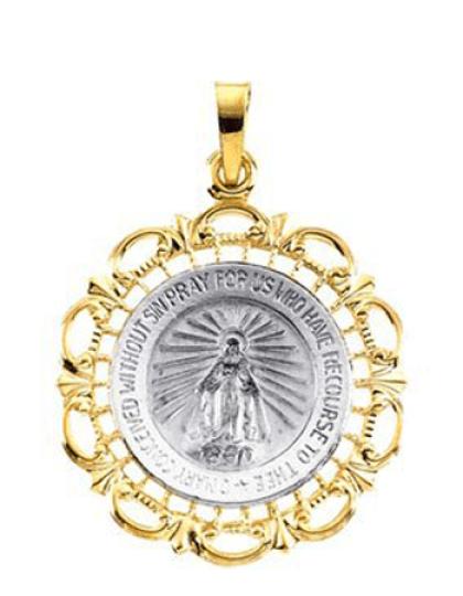 14K White and Yellow Gold Miraculous Medal