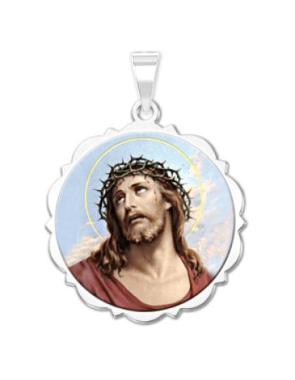 Ecce Homo Scalloped Round Medal "Color"