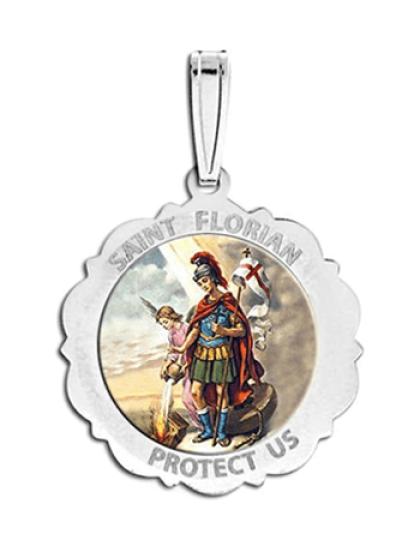 Saint Florian Scalloped Medal "Color"