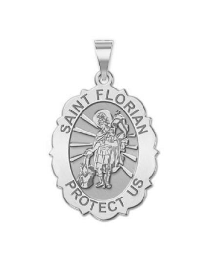 Saint Florian Scalloped Medal