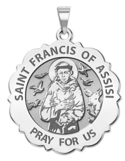 Saint Francis of Assisi Scalloped Medal