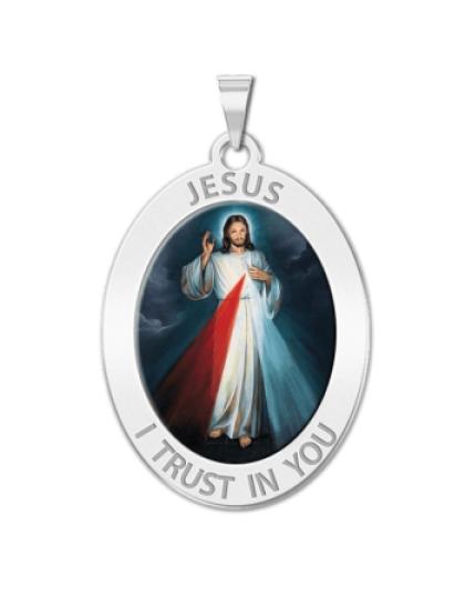 Divine Mercy Oval Medal "Color"