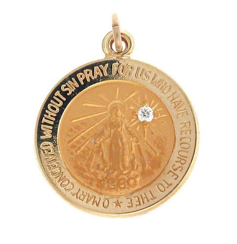 14K Gold Miraculous Medal [H] w/ Diamond