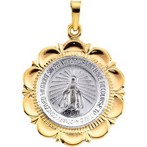 14K White and Yellow Gold Miraculous Medal