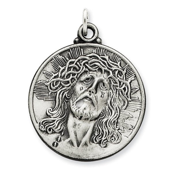 Sterling Silver Antiqued Ecce Homo Medal