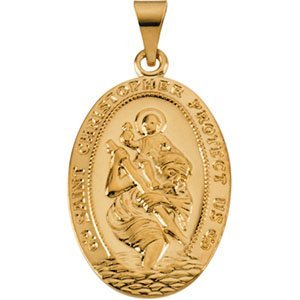 14K Gold Saint Christopher Medal