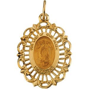 14K Gold Our Lady Of Guadalupe Medal