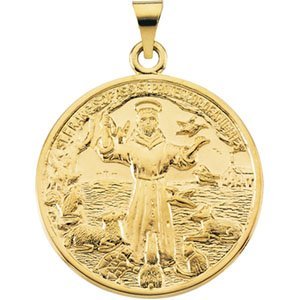 14K Gold Saint Francis Religious Medal - Main Image