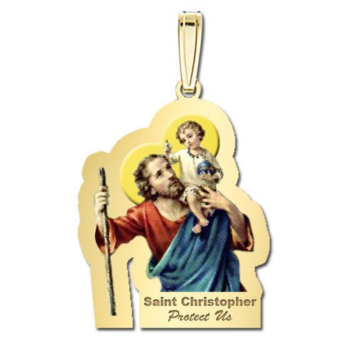 Saint Christopher Outlined Medal "Color"