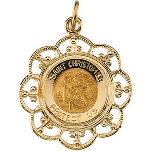 14K Yellow Gold Saint Christopher Religious Medal