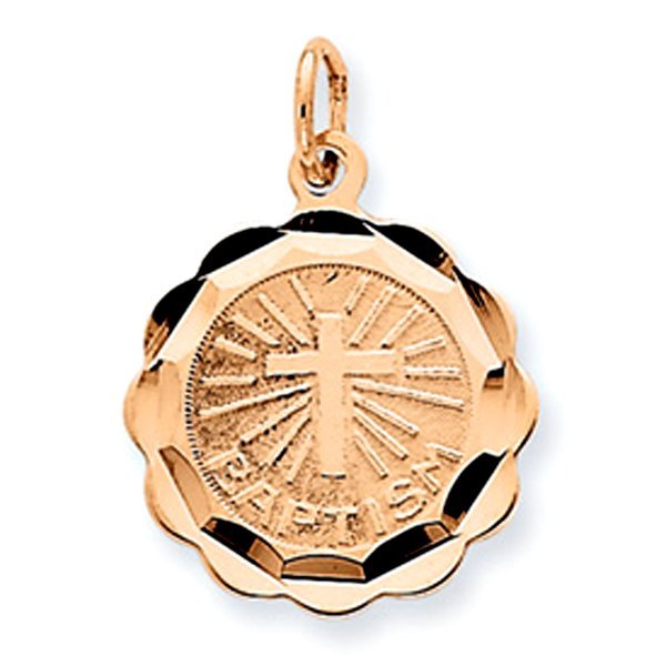 Baptism Round Diamond-Cut Round Charm Jewelry