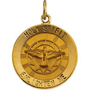 14K Yellow Gold Holy Spirit Medal Charm