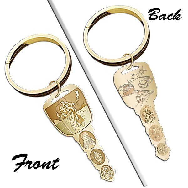 Saint Christopher Double Sided "Traveler's Key" Keychain