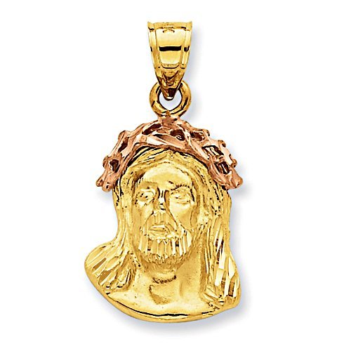 14K Two Tone Gold "Ecce Homo" Christ Head Pendant