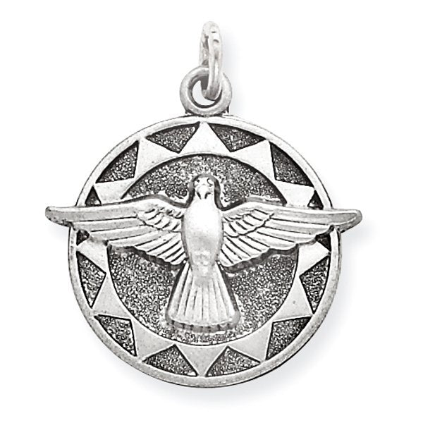 Sterling Silver Antiqued Holy Spirit Medal
