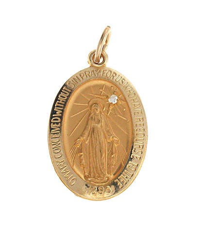 Solid gold miraculous medal necklace sale