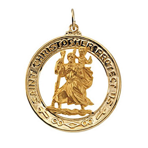 Saint Christopher Round Cut-Out Religious Medal