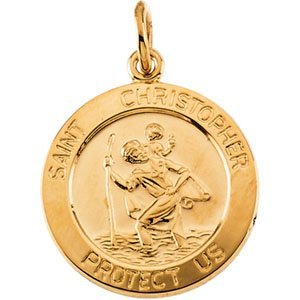 14K Yellow Gold Saint Christopher Religious Medal