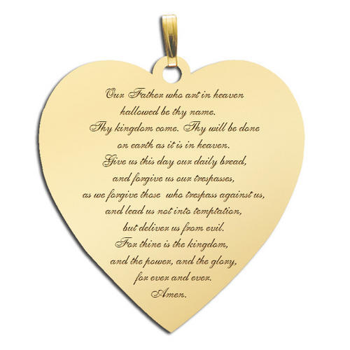 "Lord's Prayer" Heart Script Pendant