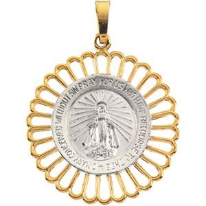 14K White and Yellow Gold Miraculous Medal