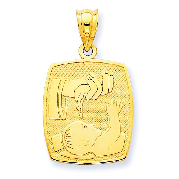 14k Satin and Polished Baptism Pendant