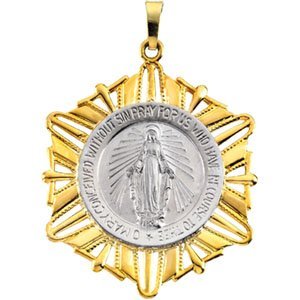 14K White and Yellow Gold Miraculous Medal