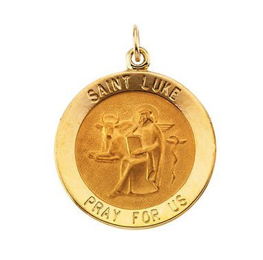 14K Gold Saint Luke Religious Medal