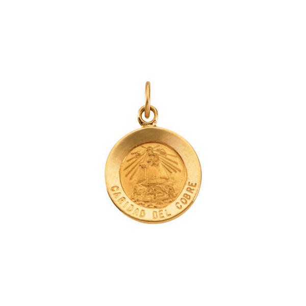 14K Gold Caridad Del Cobre Religious Medal