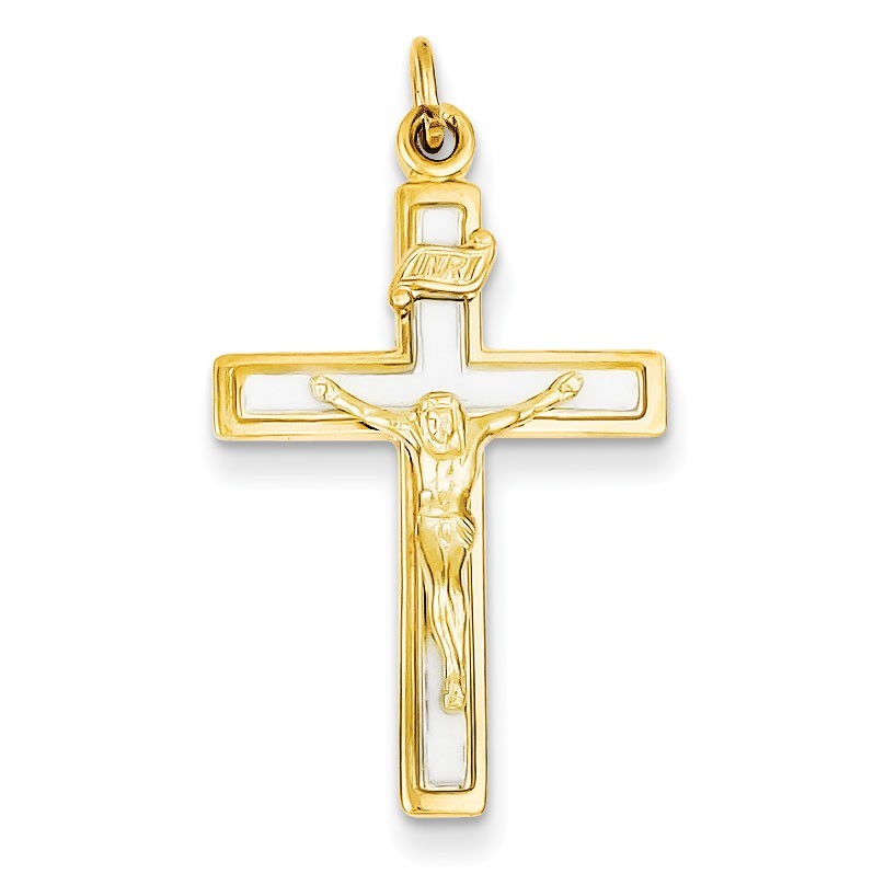 Sterling Silver Enamel & Vermeil INRI Crucifix Charm