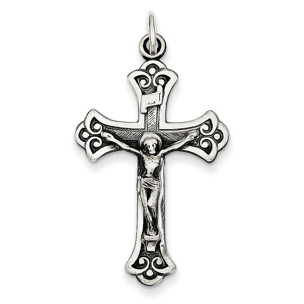 Sterling Silver Antiqued INRI Crucifix Pendant