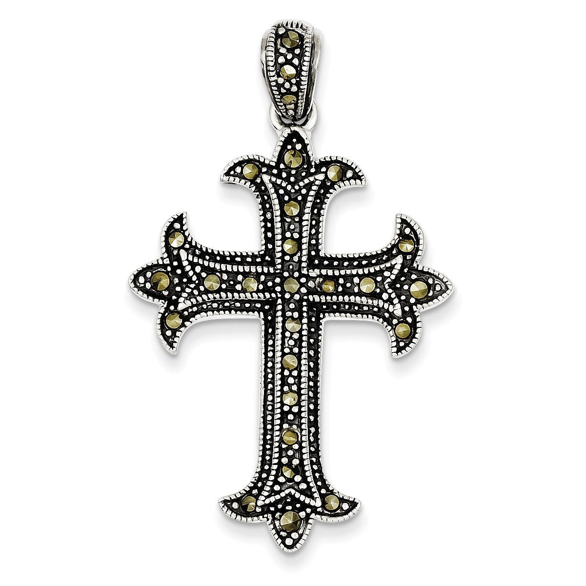 Antique Silver & Marcasite Cross deals Pendant