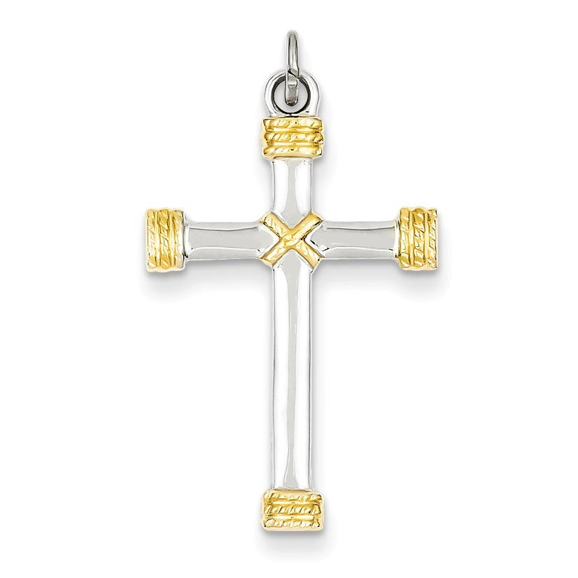 Sterling Silver & 18k Gold-plated Rope Cross Pendant