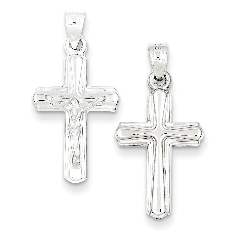 Sterling Silver Rhodium-plated Hollow Crucifix Pendant