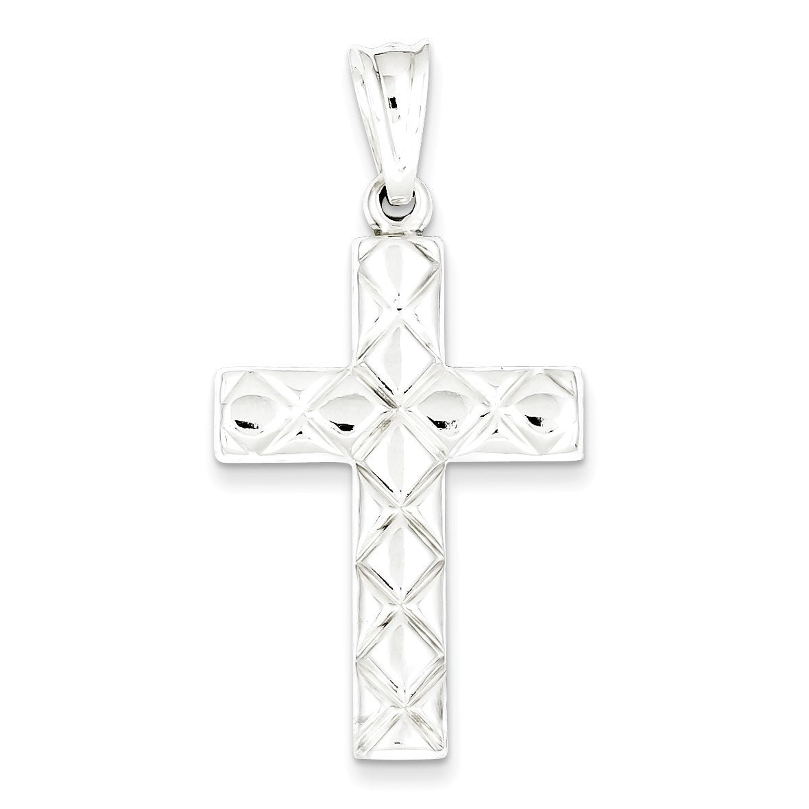 Sterling Silver Rhodium-plated Hollow Cross Pendant
