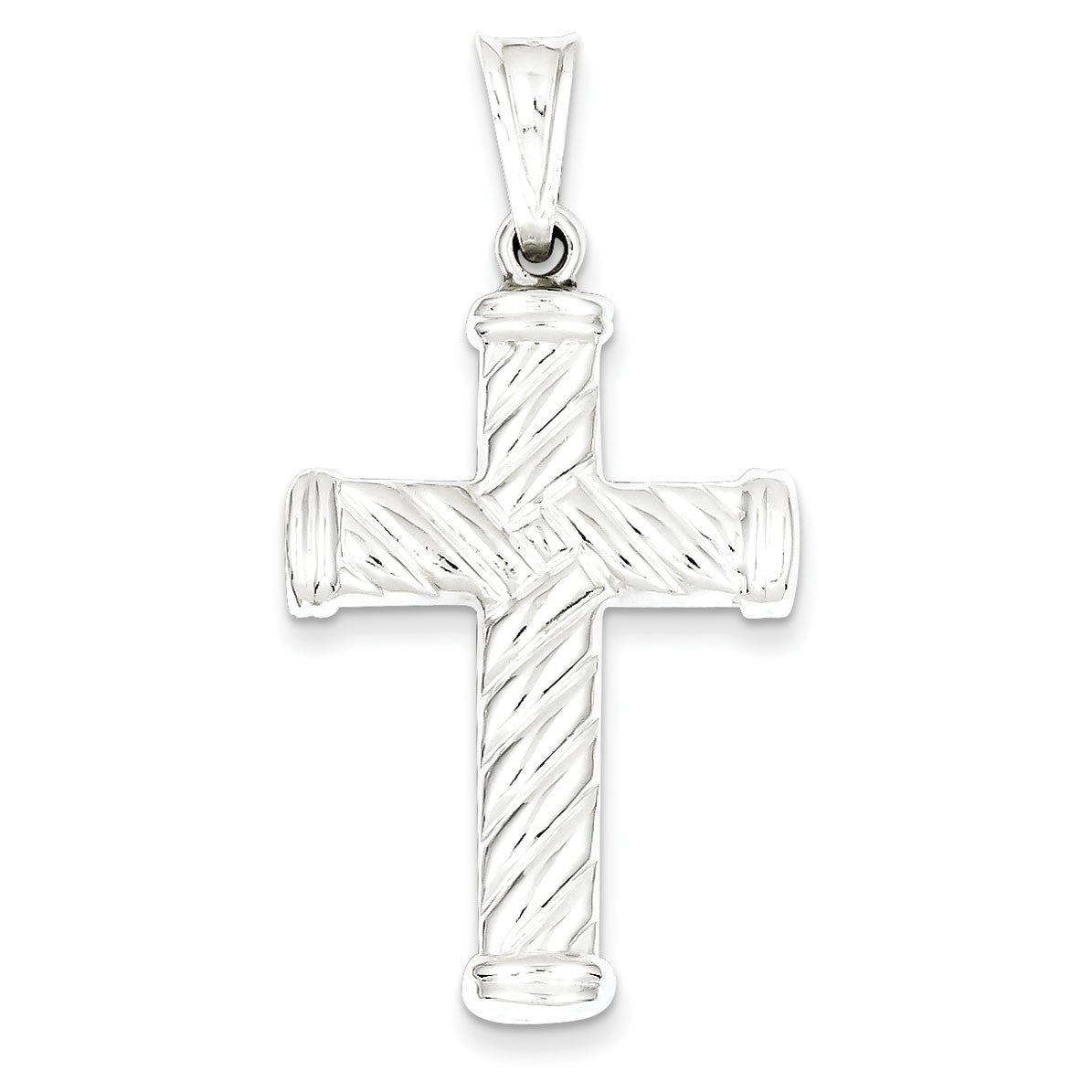 Sterling Silver Rhodium-plated Hollow  Cross Pendant