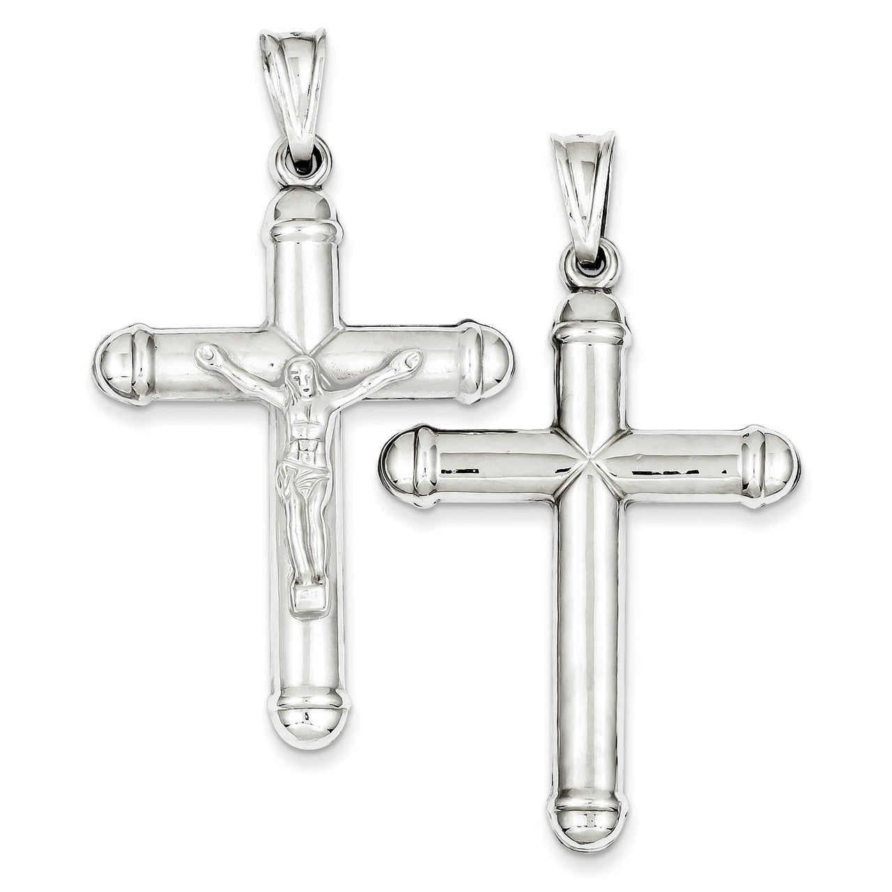 Sterling Silver Rhodium-plated Reversible Crucifix Pendant