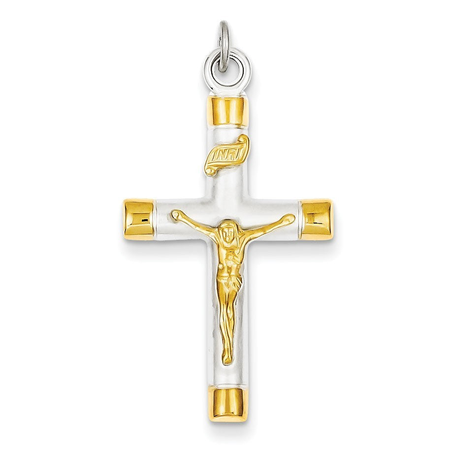 Sterling Silver & 18k Gold -plated Crucifix Pendant