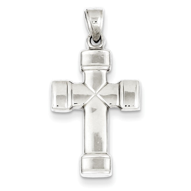 Sterling Silver Rhodium-plated Hollow Reversible Cross Pendant
