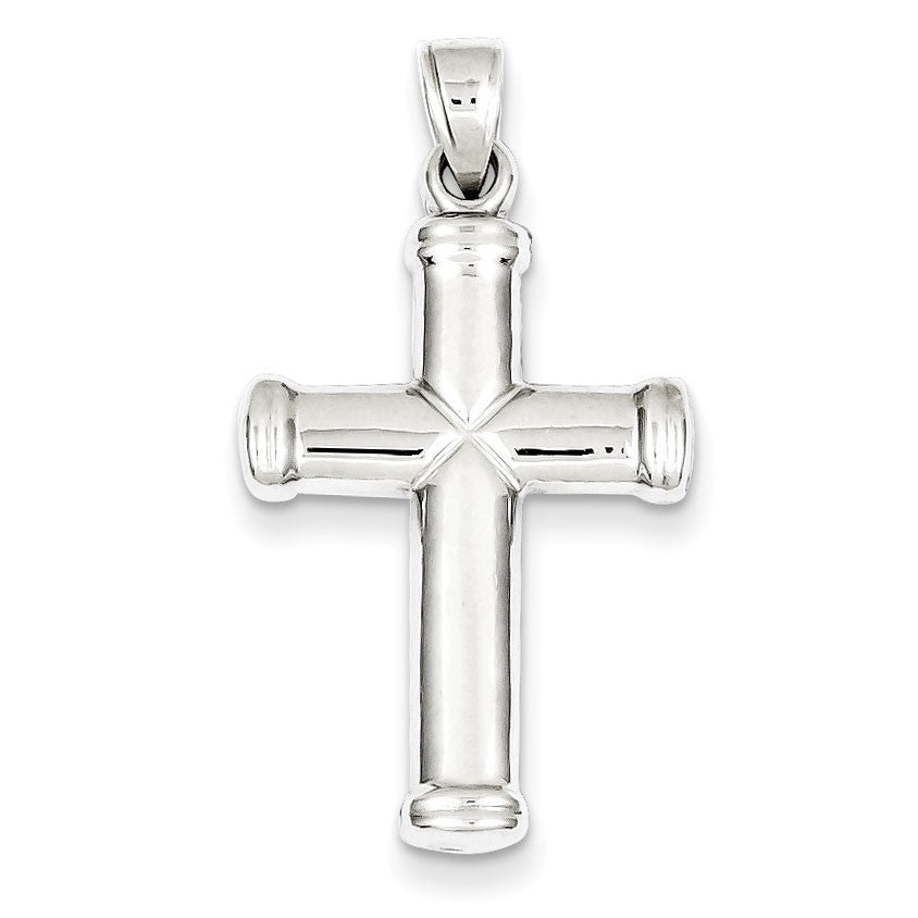 Sterling Silver Rhodium-plated Hollow Reversible Cross Pendant