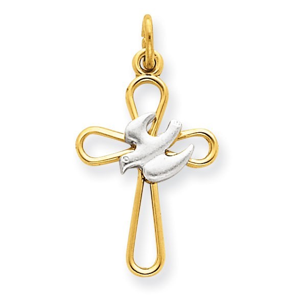18k Gold-plated & Sterling Silver Holy Spirit Cross with Dove Charm
