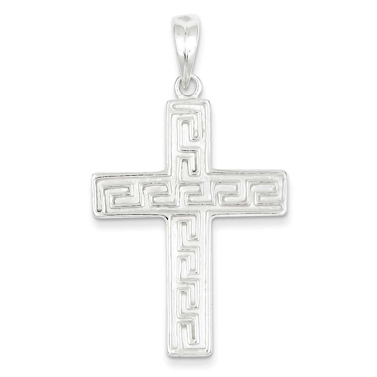 Sterling Silver Polished & Textured Cross Pendant