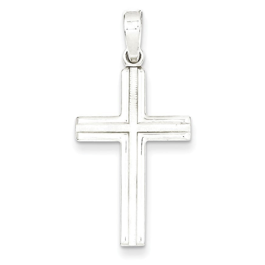 Sterling Silver Polished and Matte Finish Cross Pendant