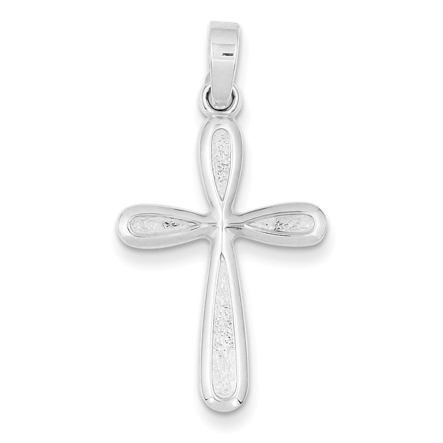 Sterling Silver Polished and Textured Cross Pendant