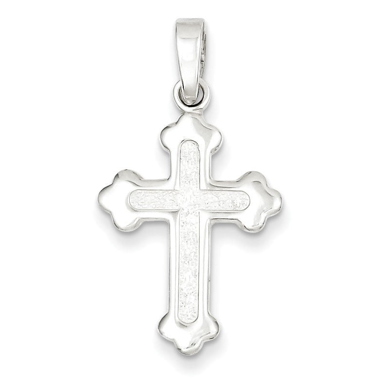 Sterling Silver Polished and Textured Cross Pendant