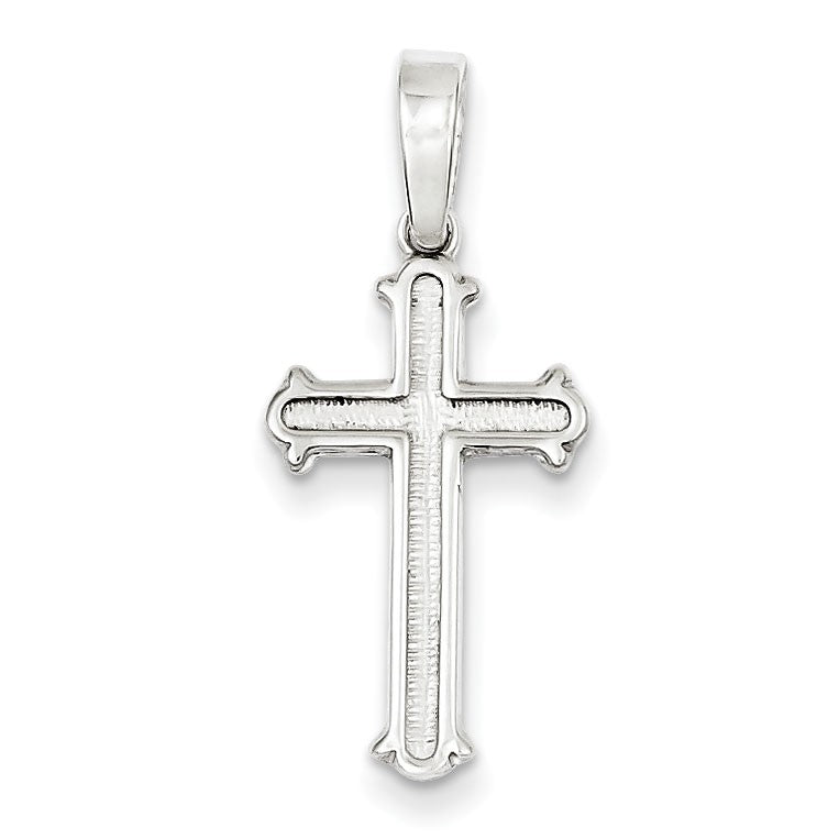 Sterling Silver Polished and Matte Finish Cross Pendant
