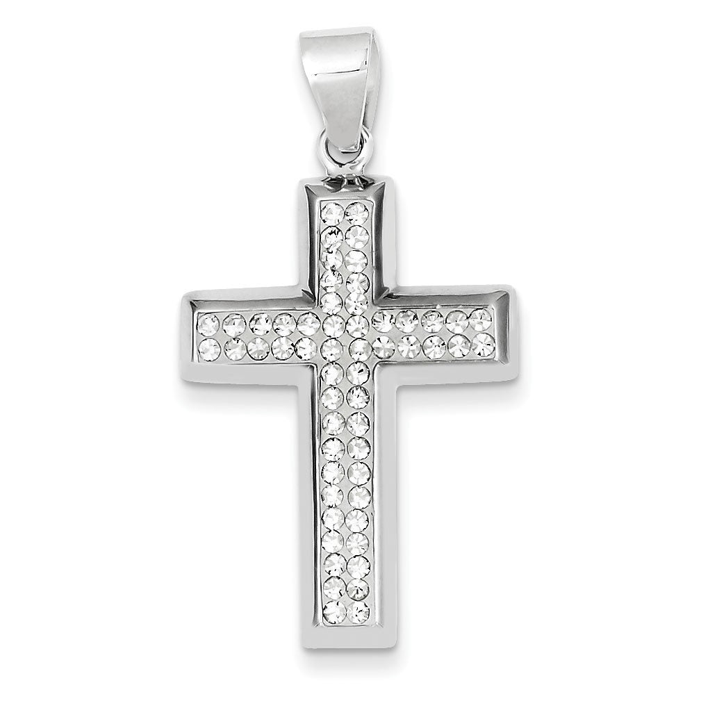 Sterling Silver Rhodium & Ferido Stellux Crystal Cross Pendant